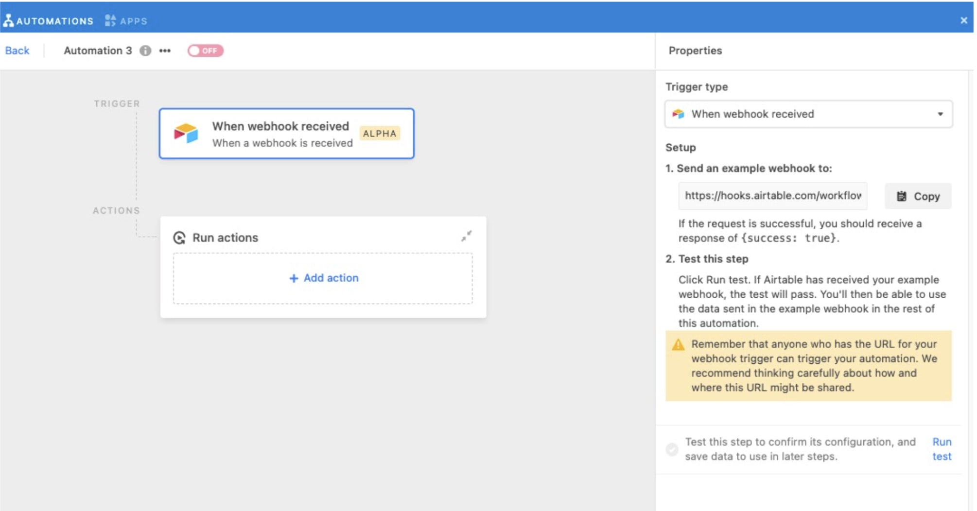 Airtable Webhooks Integration - When webhook received
